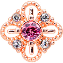 Load image into Gallery viewer, 16G 5/16 Pink Gem Rose Gold Tone Cross Rhombus Labret Tragus
