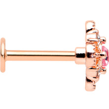 Load image into Gallery viewer, 16G 5/16 Pink Gem Rose Gold Tone Cross Rhombus Labret Tragus
