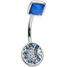 Load image into Gallery viewer, Geometric Blues Pattern Double Mount Belly Ring
