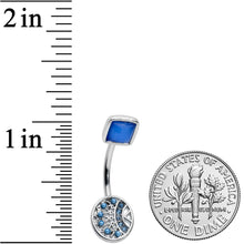 Load image into Gallery viewer, Geometric Blues Pattern Double Mount Belly Ring

