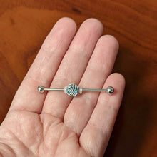 Load image into Gallery viewer, 14G Blue Gem Geometric Blues Industrial Barbell 38mm
