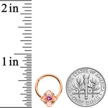 Load image into Gallery viewer, 16G Clear Purple Gem Rose Gold Tone Rhombus Hinged Segment Ring
