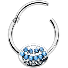 将图片加载到图库查看器，16G 3/8 Blue Gem Geometric Blues Hinged Circular Ring
