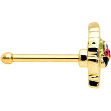 Load image into Gallery viewer, 20G 1/4 Clear Gem Gold Tone Leafy Ladybug Nose Bone
