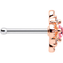 Load image into Gallery viewer, 20G 1/4 Clear Pink Gem Rosy Cross Rhombus Nose Bone
