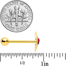 Load image into Gallery viewer, Clear Gem Gold Tone Leafy Ladybug Barbell Tongue Ring
