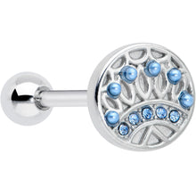 Load image into Gallery viewer, Blue Gem Geometric Blues Pattern Barbell Tongue Ring
