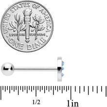 Load image into Gallery viewer, Blue Gem Geometric Blues Pattern Barbell Tongue Ring
