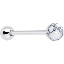 将图片加载到图库查看器，White Howlite Stone Top End Barbell Tongue Ring
