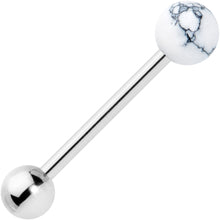 将图片加载到图库查看器，White Howlite Stone Top End Barbell Tongue Ring
