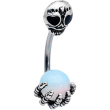 Load image into Gallery viewer, White Orb Skeleton Treasure Halloween Double Mount Belly Ring
