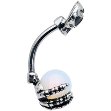 Load image into Gallery viewer, White Orb Skeleton Treasure Halloween Double Mount Belly Ring
