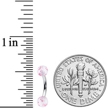 Load image into Gallery viewer, 16G 5/16 Clear Pink Glitter Ends Curved Eyebrow Ring
