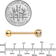Load image into Gallery viewer, Clear Gem Rose Gold Tone Disco Ball Top Barbell Tongue Ring
