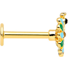 Load image into Gallery viewer, 16G 5/16 Clear Black Gem Gold Tone Pretty Peacock Labret Tragus
