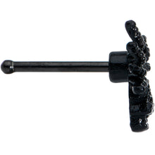 Load image into Gallery viewer, 20G 1/4 Clear Gem Black Spider Halloween Nose Bone
