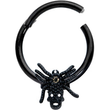 Load image into Gallery viewer, 16G 3/8 Yellow Gem Spider Skull Halloween Hinged Segment Ring

