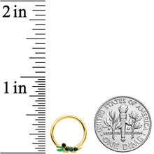 Load image into Gallery viewer, 16G 3/8 Green Gem Gold Tone Happy Alligator BCR Captive Ring
