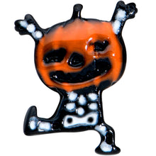 Load image into Gallery viewer, 16G 5/16 Black Dancing Skeleton Pumpkin Halloween Labret Tragus
