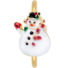 将图片加载到图库查看器，20G 5/16 Gold Tone Waving Snowman Christmas Nose Hoop
