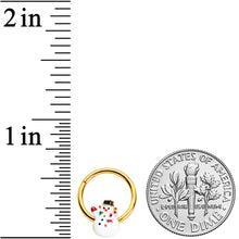 Load image into Gallery viewer, 16G 3/8 Gold Tone Waving Snowman Christmas Hinged Segment Ring

