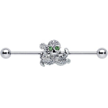 Load image into Gallery viewer, 14G Clear Green Gem Sunglasses Octopus Industrial Barbell 38mm
