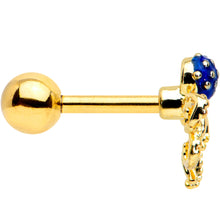 Load image into Gallery viewer, 16G 1/4 Gold Tone Textured Blue Octopus Cartilage Tragus Earring
