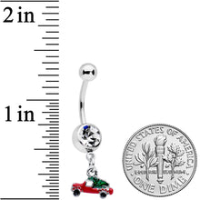 将图片加载到图库查看器，Clear Gem Christmas Tree in a Truck Dangle Belly Ring
