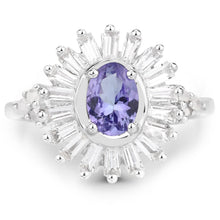 将图片加载到图库查看器，2.01 Carat Genuine Tanzanite and White Topaz .925 Sterling Silver Ring
