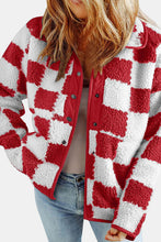 Load image into Gallery viewer, Elegant Checkered Snap Down Long Sleeve Teddy Jacket Soft &amp; Warm Colorful Jacket
