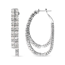 Load image into Gallery viewer, 14K White Gold 4.0 Cttw Diamond Asymmetrical Inside Out Double-Hoop Earrings (I-J Color, I1-I2 Clarity)

