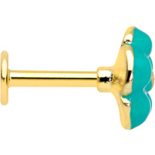 Load image into Gallery viewer, 16G 1/4 Gold Tone Little Green Flower Labret Monroe Tragus
