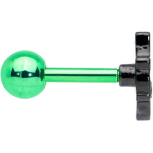 Load image into Gallery viewer, 16G 1/4 Green Top Hat Skull Halloween Cartilage Tragus Earring
