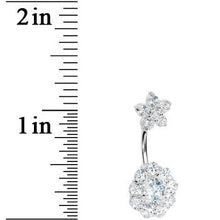 Load image into Gallery viewer, Sterling Silver 925 Crystalline Cubic Zirconia Double FLOWER Belly Ring
