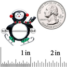 Load image into Gallery viewer, 14G 9/16 Red Green Gem Skate Penguin Christmas Nipple Shield Set
