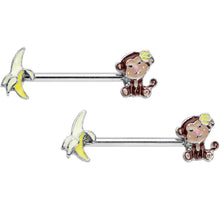 Load image into Gallery viewer, 14G 1/2 Banana Monkey Barbell Nipple Ring Set
