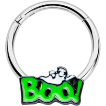 将图片加载到图库查看器，16G 3/8 Green Boo Smile Ghost Halloween Hinged Segment Ring
