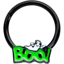 将图片加载到图库查看器，16G 3/8 Black Green Boo Smile Ghost Halloween Hinged Segment Ring
