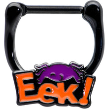 Load image into Gallery viewer, 16G 5/16 Black Eek Purple Spider Halloween Cartilage Clicker
