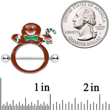 Load image into Gallery viewer, 14G 11/16 Festive Gingerbread Man Christmas Nipple Shield Set
