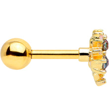 Load image into Gallery viewer, 16G 1/4 Purple Tourmaline Gold Tone Spray Cartilage Tragus
