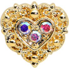 Load image into Gallery viewer, 16G 5/16 Aurora Gem Gold Tone Baroque Heart Labret Monroe Tragus
