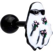 Load image into Gallery viewer, 16G 1/4 Black Hipster Ghost Halloween Tragus Cartilage Earring
