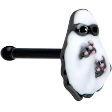 Load image into Gallery viewer, 20G 1/4 Black Hipster Ghost Halloween Nose Bone
