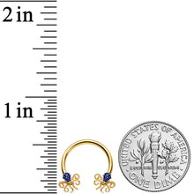 Load image into Gallery viewer, 16G 3/8 Gold Tone Blue Octopus Ends Horseshoe Circular Barbell

