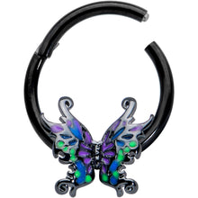 将图片加载到图库查看器，16G 3/8 Black Fantasy Faerie Wings Hinged Segment Ring
