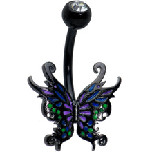 Load image into Gallery viewer, Black Fantasy Faerie Wings Belly Ring
