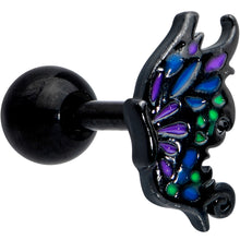 Load image into Gallery viewer, 16G 1/4 Black Purple Wings Butterfly Cartilage Tragus Earring
