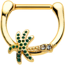 Load image into Gallery viewer, 16G 5/16 Clear Gem Gold Tone Retro Palm Tree Cartilage Clicker

