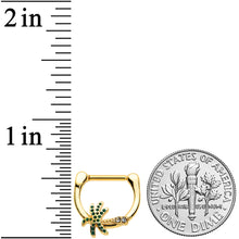 Load image into Gallery viewer, 16G 5/16 Clear Gem Gold Tone Retro Palm Tree Cartilage Clicker
